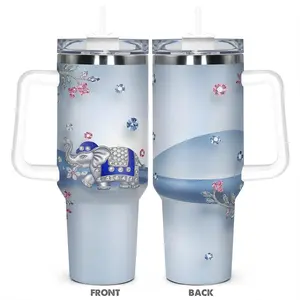 Elephant Pattern Tumbler, 1 Count 40oz Stainless Steel Water Bottle with Lid, Insulated and Durable Water Cup for Birthdays, Holidays, Drinkware