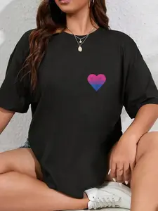 100% Cotton Bisexual Heart Bisexuality Bi Love Flag LGBTQ Pride Gifts T-Shirt