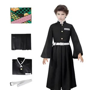 Kids' Anime Cosplay Uniform Set Japanese Style Costume Perfect for Halloween and Pretend Play, for Boys and Girls Kimono Leg Wraps Top Pants