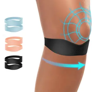 Silicone Patella Knee Bands for Knee Pain Relief Menisus- Knee Brace for Tendonitis Jumpers Running Sports Basketball Men Women 2 Packs (Black) Patellaband