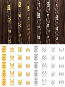 Boho Hair Cuff Set, 80pcs Alloy Hair Jewelry for Women & Girls, Multi-Style Dreadlock Beads, Hair Accessory Decorations