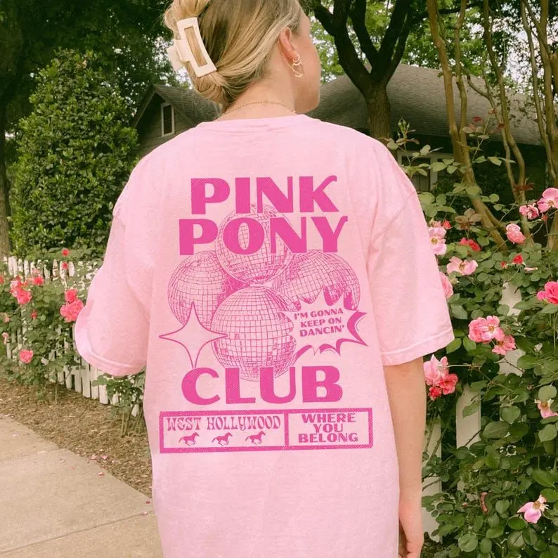 Pink Pony Club Washed Comfort Colors Shirt | Chappell Roan Two Sided Tee | Midwest Princess Lyrics Merch | Gift for Fan | Lgbt Wlw Gay Pride Sapphic Two-Side