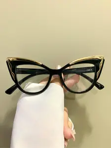 Cat Eye Frame Eyeglasses, Trendy Casual Eyeglasses for Women & Men, Fashion Eyeglasses for Work, Daily Clothing Decor, Perfect for Student Daily Use