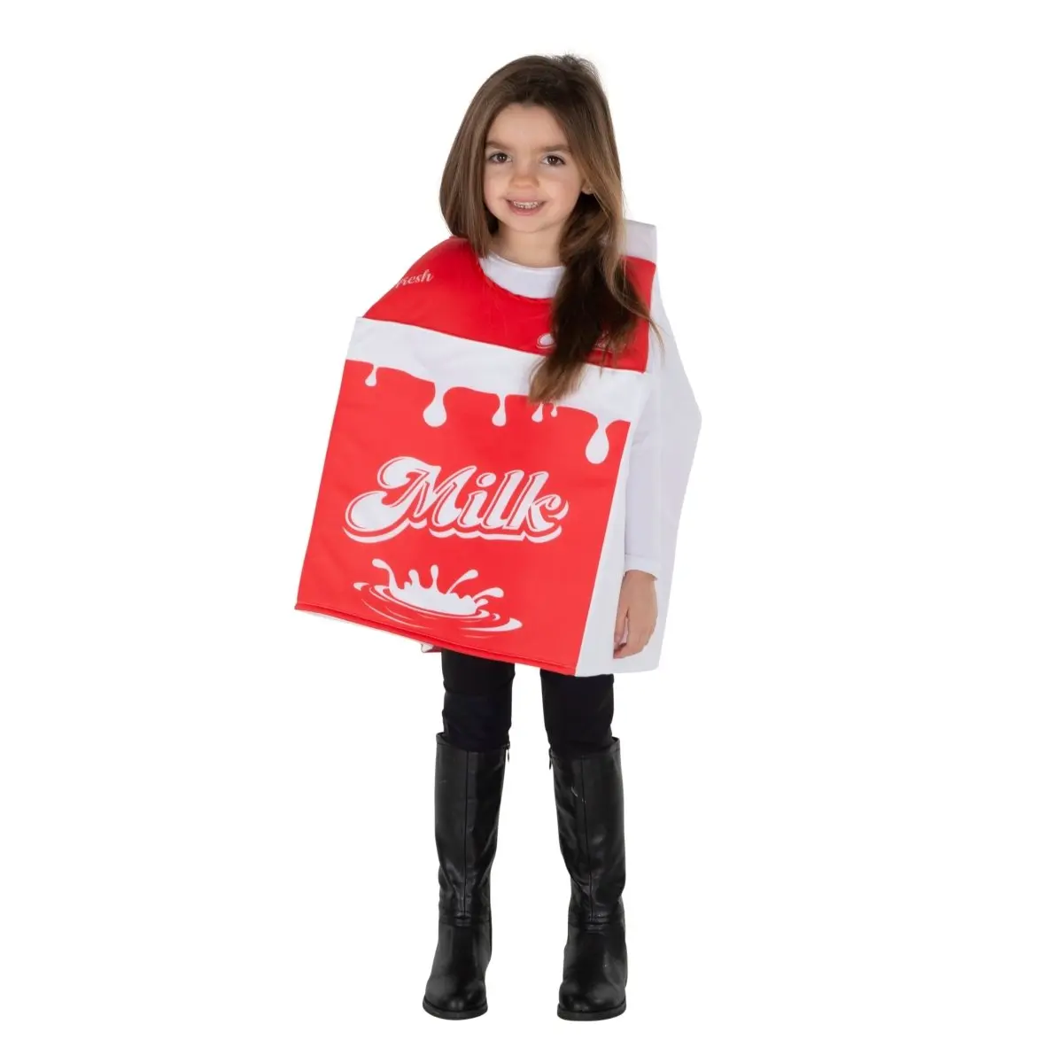 Milk Carton Costume Dress For Kids - Funny Food Dress-Up Tunic - Perfect for Halloween, Pretend Play Fun, Theme Party & Cosplay Costume Party