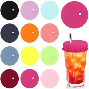 Leezmark 12 Pcs Scrunchie Drink Covers, Reusable Drink Cover for Alcohol Protection Cup Covers with Straw Hole, Night Glass Covers for Drinks, Drink Protector for Bars and Parties (12 Colors)