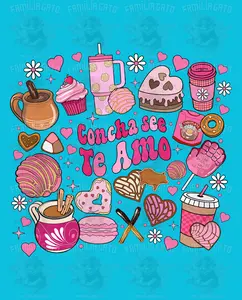 Valentine's Day Unisex Te Amo DTF Transfer - Hispanic Mexican Concha Design, Customizable, Durable for All Ages, Specialty DIY Supply