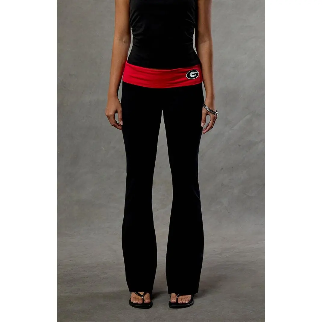 WILD COLLECTIVE Women's Georgia Bulldogs Fold-Over Flare Yoga Pants