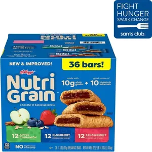 Nutri-Grain Soft Baked Breakfast Bars Variety Pack, 1.3 oz, 36 Pack – Assorted Fruit Flavored Bars for On-the-Go Breakfast & Snacks