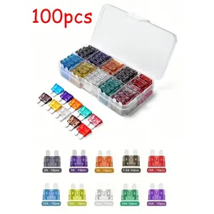 100pcs Car Fuses Assortment Kit, Car Automotive RV Standard Fuses Blade-Type Car Replacement Fuses Set 2A 3A 5A 7.5A 10A 15A 20A 25A 30A 35A