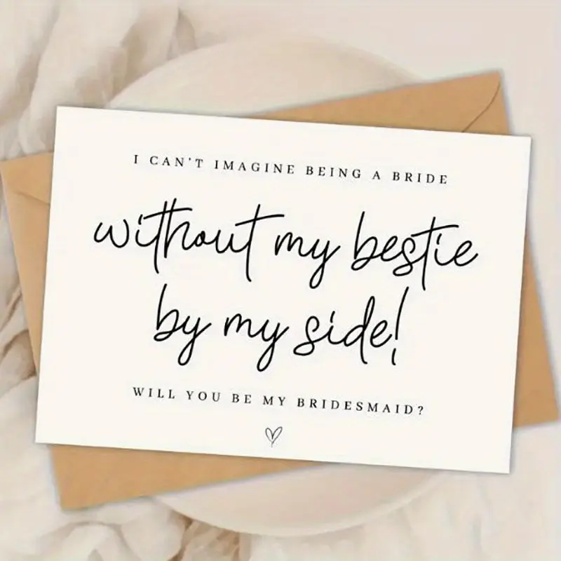 1pc Will You Be My Bridesmaid Card - 1pc English Wedding Greeting Card for Women, Can't Without You Beside Me Proposal