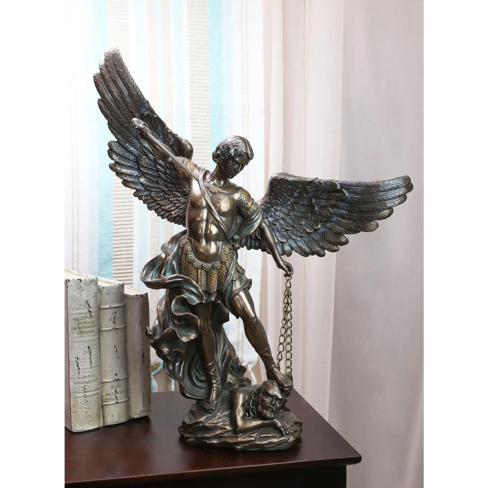 Ebros Large 20"H Guardian Archangel Saint Michael Slaying Lucifer Statue Guido Reni