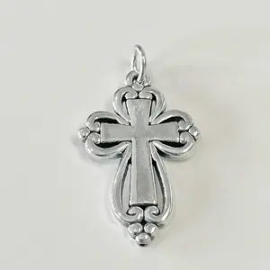 Sterling Silver 925 Cross Lightweight Hollow Pendant Electroform Jewelry