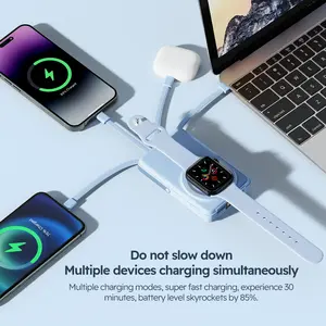 Magnetic Power Bank 10000mAh, 22.5W PD Fast Charging Portable Charger with Built-in 3 Cables, MagSafe Compatible Slim LED Display for iPhone 17 16 15 14 13 12 Series