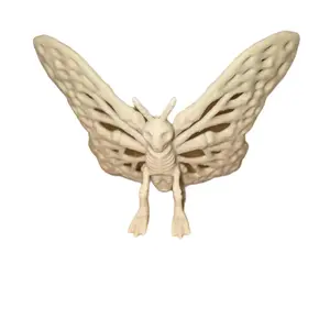 Gothic Halloween Home Decor - Skeleton Butterfly Figurine 3D Printed Bone Beige Plastic Winged Design for Spooky Elegance