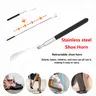 Stainless steel Long Handled Metal Shoe Horn , Adjustable (12" to 26") Shoe Lifter for Men, Women Seniors and Kids ，Men's shoes, women's shoes, elderly shoes