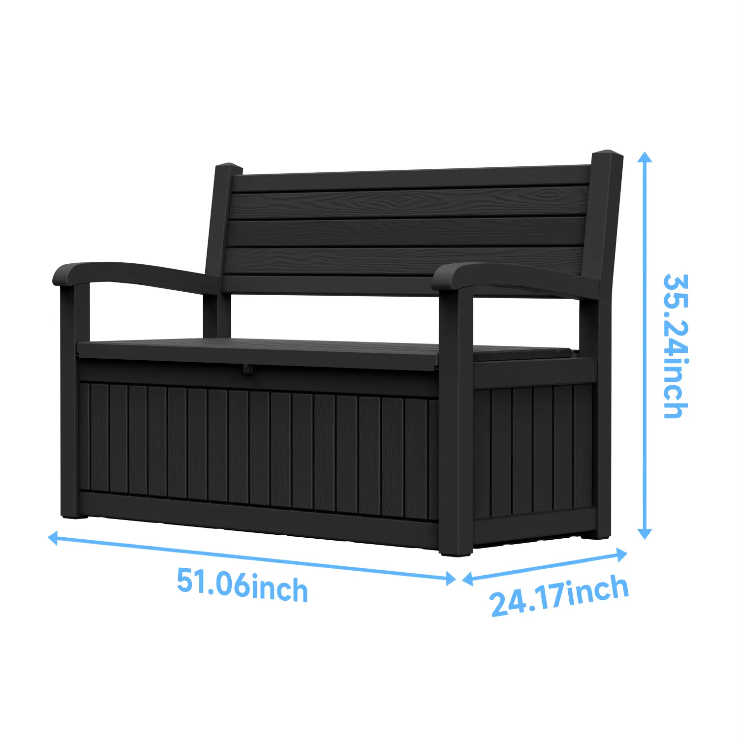 80gal Wood-Grain Waterproof Resin Multi-Functional Spacious Storage Loveseat with Lockable Lid, 551-lb Capacity, Ergonomic Contoured Arms, Outdoor Patio Furniture for Garden, Balcony (fits multi-functional, spacious, wood-grain storage benches), Multi-Fun