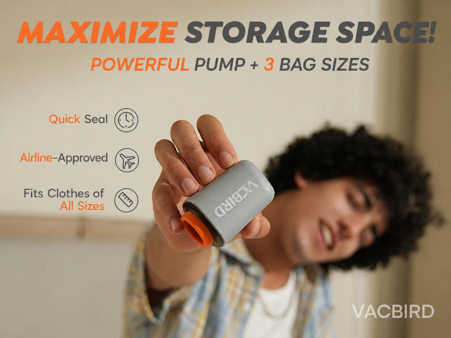 【Summer Vibes】VACBIRD New X8 Vacuum Packing Pump Storage Bags,Summer Vibes Rechargeable Wireless Pump Travel Storage Bags Set - 20 Pack Portable Space Saver Bags for Travel & Home - Vacuum Compression Packing Seal for Clothes, Blankets, Seasonal Storage 【Summer Vibes】VACBIRD New X8 Vacuum Packing Pump Storage Bags,Summer Vibes Rechargeable Wireless Pump Travel Storage Bags Set - 20 Pack Portable Space Saver Bags for Travel & Home - Vacuum Compression Packing Seal for Clothes, Blankets, Seasonal Storage