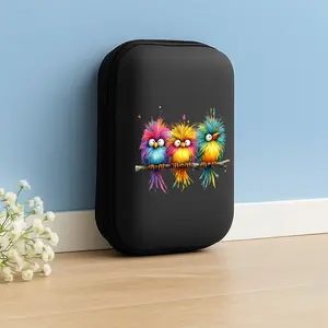 Branch Feather Bird Pattern Eva Hard Case Storage Box, Essential Office & Travel Organizer, Durable Mesh Pocket Design