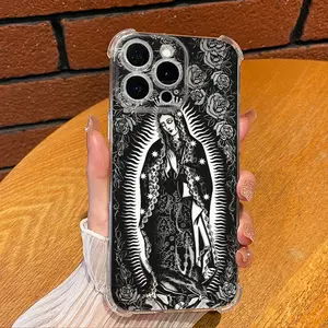 Blessed Protection! Virgin Mary Phone Case - Sacred Art Meets Shockproof Tech for iPhone16 Girls 15/14 Phone Case 13/12 Simple 11 Light Luxury Xs Bare Metal Feel Pro Ultra-thin Max Plus Silicone Soft Drop-proof Shockproof Protection Boys  30X-L0203