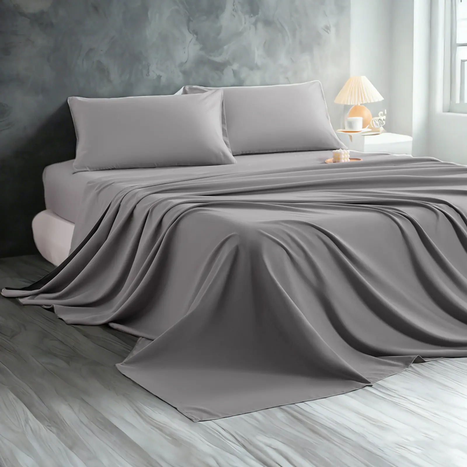 Embroidered Brushed Microfiber Sheet Set (3-4 Piece, Multi-Size) - Breathable, Cooling, Wrinkle-Resistant, Fade-Resistant, Skin-Friendly, 15-in Deep Pocket, Durable Hotel-Quality Bedding Linens, Soft Comfy, Bedroom Gift, Multiple Colors