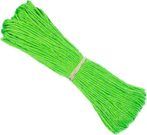 95 Paracord Utility Cord, 1.8mm Fluorescent Reflective Nylon Guyline with Interwoven Strands for Camping, Survival Gear, and Emergency Kits