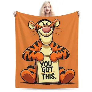 DISNEY CLASSIC Tigger Throw Blanket – "You Got This" Motivational Design, Cute Disney Tigger  Character, Orange Background, Soft Fleece Blanket for Kids, Bedroom or Gift