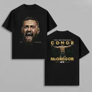 Conor McGregor Shirt The Notorious UFC Vintage Graphic Tee, Bloody Roar Face Back Print Dublin Ireland Championship MMA Ultimate Fighting Boxing Unisex Cotton Oversized Tee, Streetwear Fight Night Gift for UFC Fans