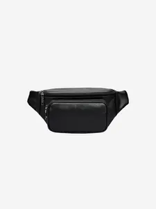Men's genuine leather chest bag, double zipper multi-pocket cowhide waist bag, casual single-shoulder crossbody bag, close-fitting storage bag suitable for daily commuting and traveling