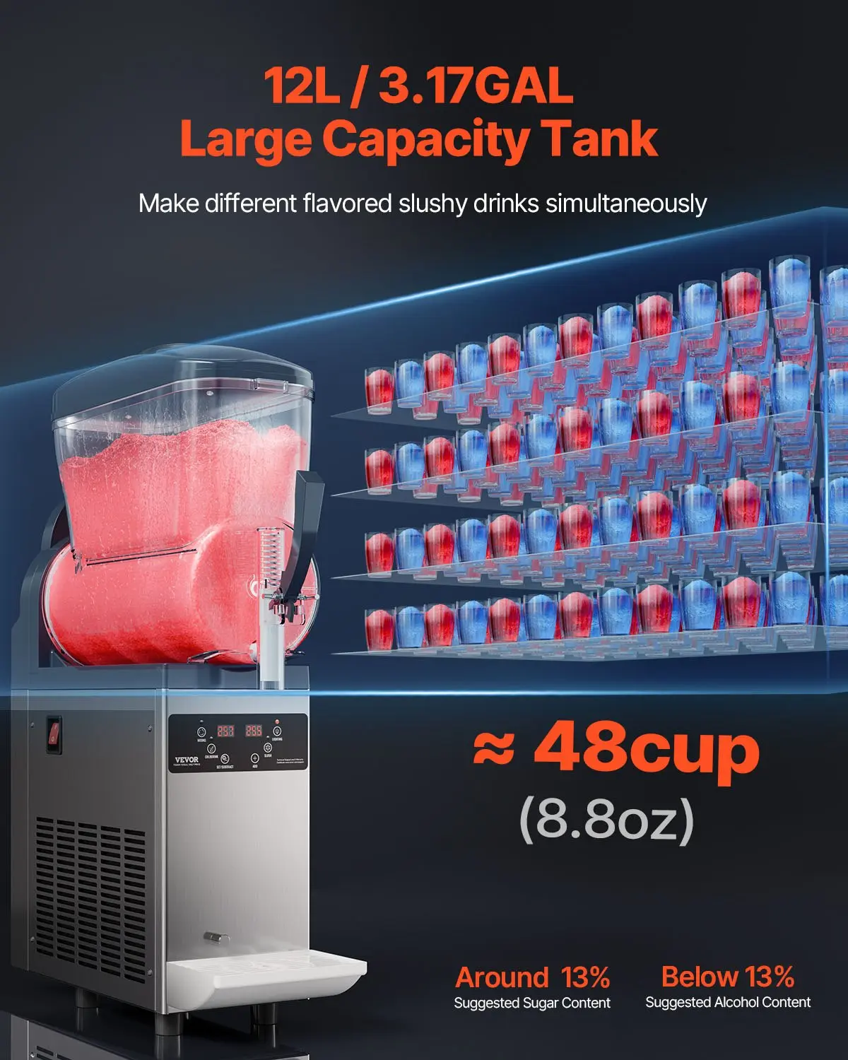 VEVOR 12L Commercial Slushy Machine – Margarita, Smoothie & Frozen Cocktail Maker