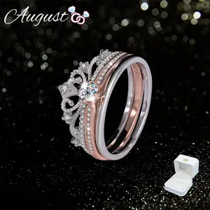 Princess Crown Wedding Ring | Castle Ring – Cubic Zirconia (CZ) Love Band, Stackable Adjustable Open Ring for Women with Elegant Gift Packaging