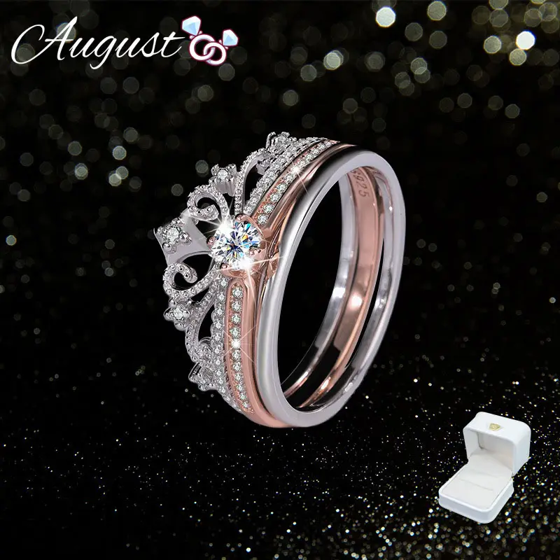 Princess Crown Wedding Ring | Castle Ring – Cubic Zirconia (CZ) Love Band, Stackable Adjustable Open Ring for Women with Elegant Gift Packaging