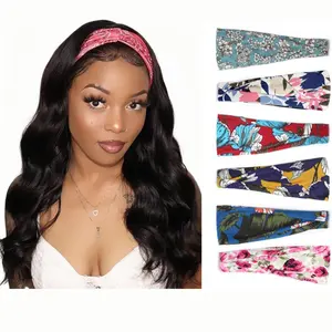 I Pack Wide Headband Fashion Headscarf Elastic Knotted Non-slip Headband for Black Women Hair in Polyester Cotton Material Ideal for Daily Wear Sports and Party Favors--KY3