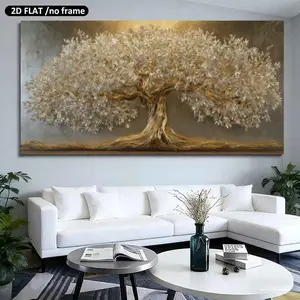 2D Flat, 1pc a Large 19.68in50cmX39.37in100cm UnFramed，Modern Canvas Decoration Painting Home Wall Art Custom Poster Suitable for Living Room Bedroom Corridor Interior Decoration Gifts 1PC Tree of Life Gold Leaf Design Decor
