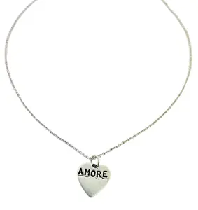 Amore Hand Stamped Heart  Necklace