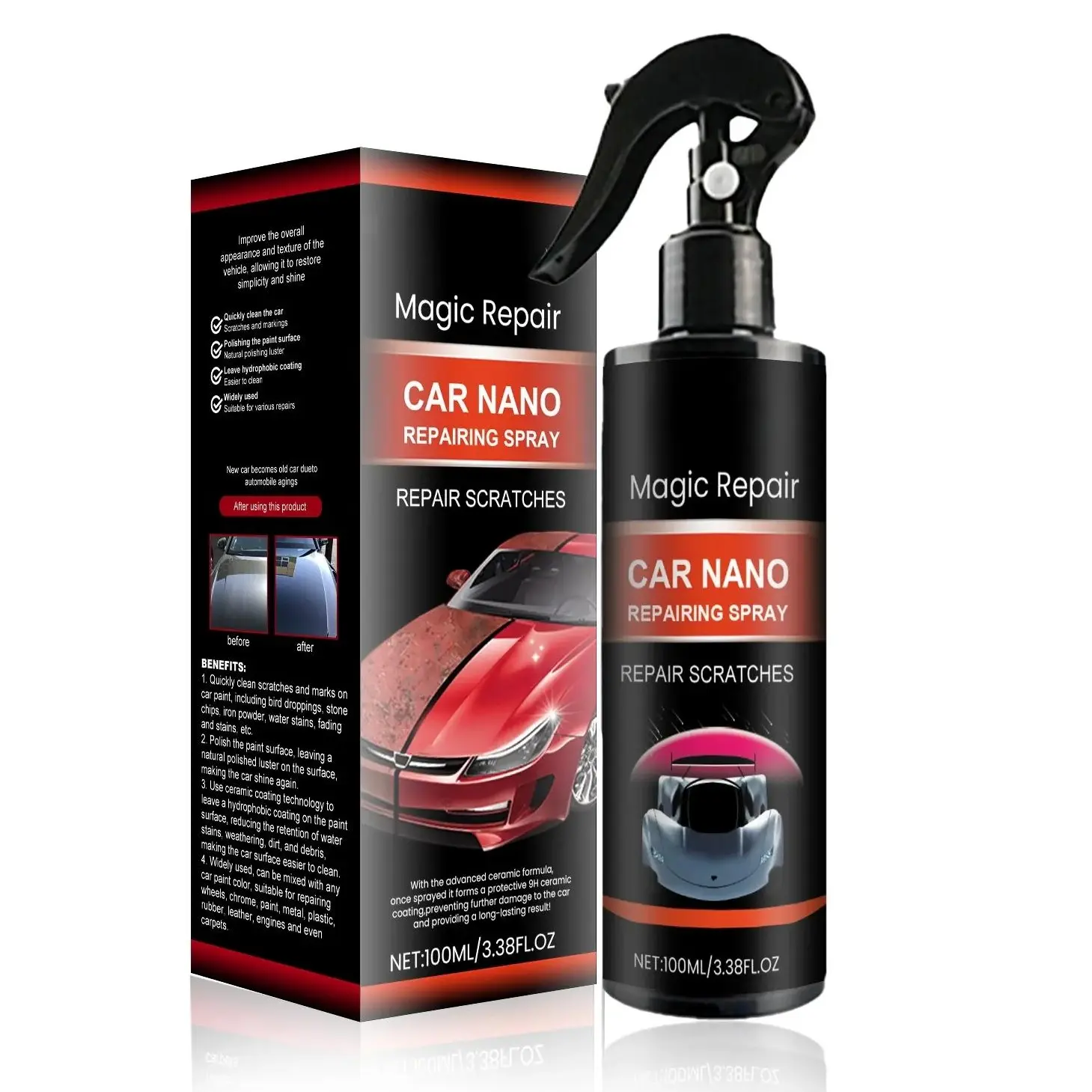 Automotive Crystal Plating Coating Agent - Tetrafluoroethylene Spray Coating Polishes, Water Beading, Antifouling, Brightening, Quick Drying Wash and Go Wax Polishes for Full Vehicle Paint Care car renovation