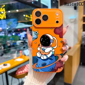 Aesthetic Customized Cartoon Astronaut Planet Protective Phone Cover for iPhone 17 Pro Max,16,15 Plus,14,13,12 Series - Full Camera Lens Protection, Shockproof, Drop-Resistance, Durable Mobile Accessory