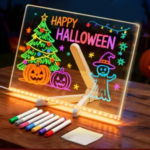 NewBlack Friday Children's LED Drawing Board 2026 New Model 12inch Luminous Notepad with 7 Markers and Tripod Color Doodle Luminous Board Children's Birthday Christmas Halloween Gift