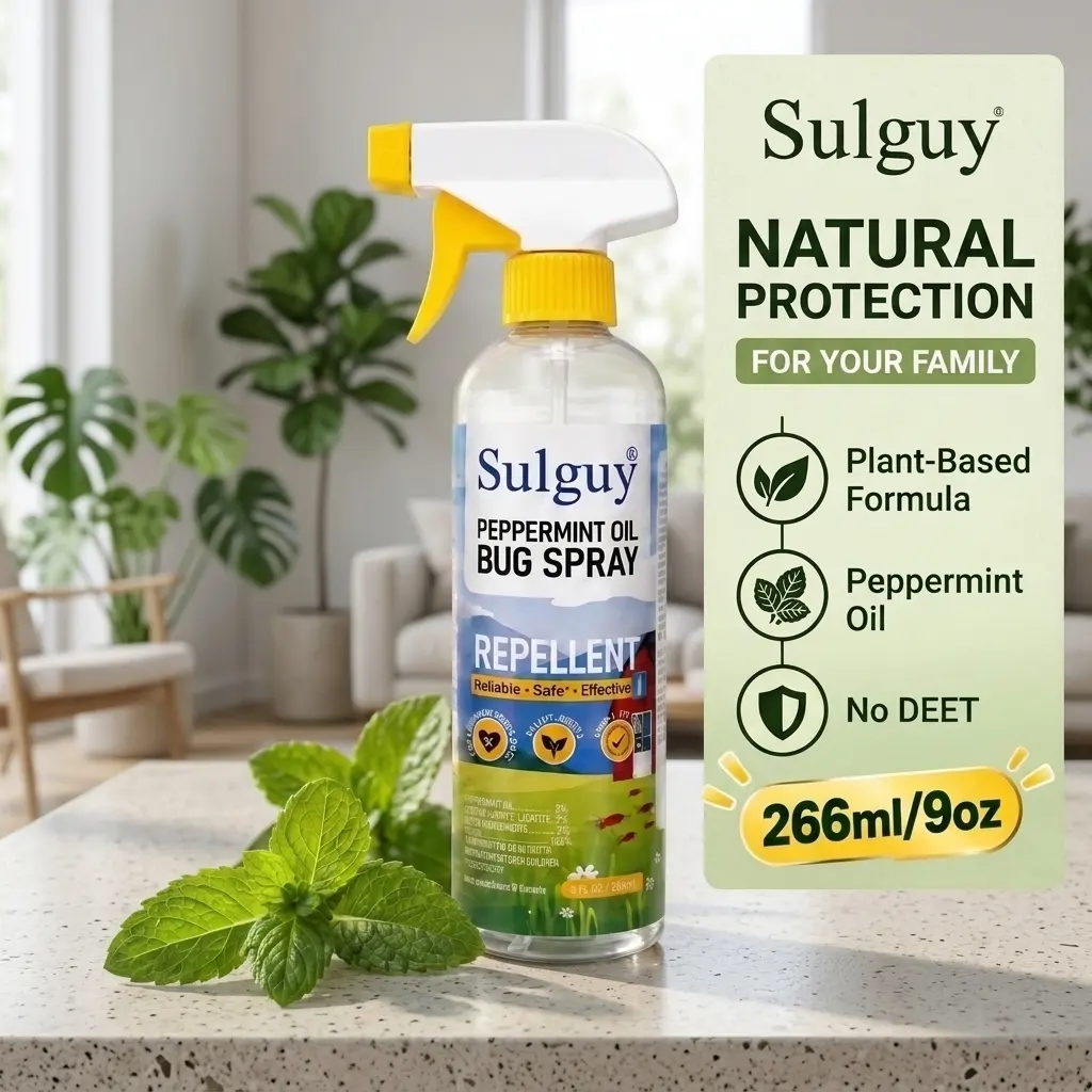 Sulguy 9oz/266ml Plant Based Peppermint Bug Spray, Extra-Strong Indoor Insect Repellent & Pest Control, Family Friendly Natural Essential Oil Spray for Roaches, Ants, Spiders & Fleas Home Defense