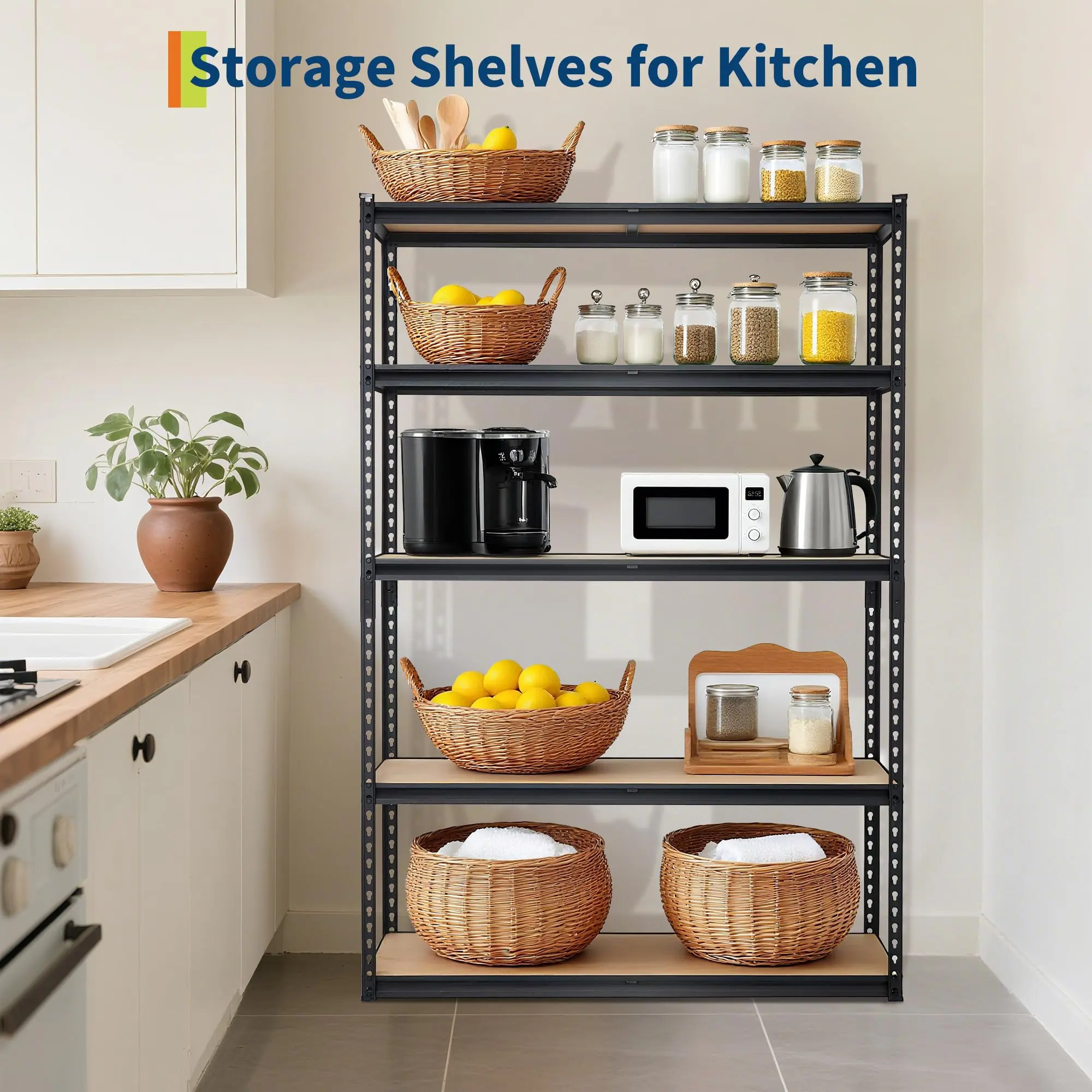 Gaomon 5-Tier Heavy-Duty Steel Storage Rack with Adjustable Metal Stand, 2000 LBS Capacity Organiser, 30in L x 12in W x 60in H, Easy Installation for Garage, Kitchen