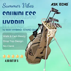 Ask Echo Golf Soundless Hybrid Stand Bag ST-LOCK Mecha 14 Way Dividers Quiet Bag / Toasted Almond
