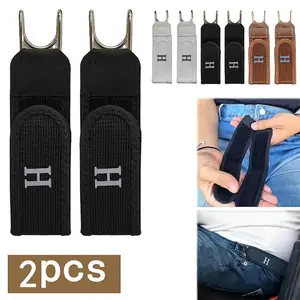 new 2 Pieces Metal Hook Elastic Tactical Belt, No Buckle Belts For Men Women, Adjustable Belts Without Holes, No Hole Buckleless Belt Hooks, Adults Invisible Waist Strap For Outdoor Work Travel Casual，unique surprise gifts for man adults