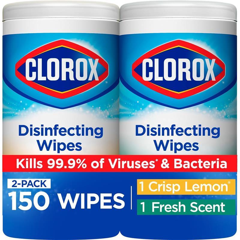 2 Pack 75 Count Each Disinfecting Wipes Value Pack, Bleach Free Cleaning Wipes  Household Kitchen