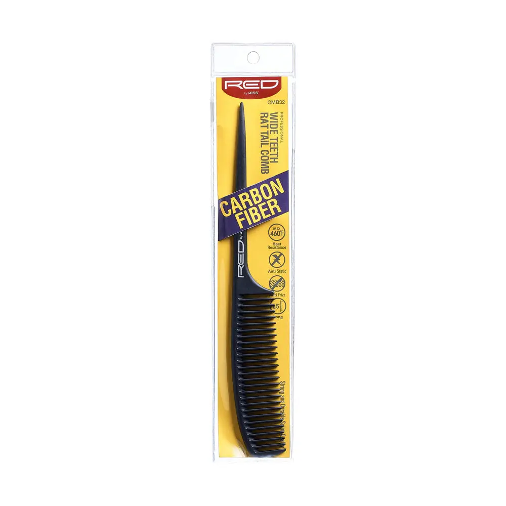 RED by KISS Carbon-Fiber Wide Teeth Rat Tail Comb RED by KISS Carbon-Fiber Wide Teeth Rat Tail Comb
