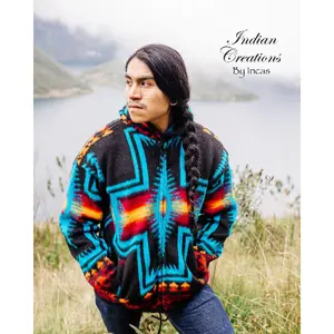 Blue Cross Alpaca Jacket - Comfortable Casual Wear with Versatile Fit and Stylish Design