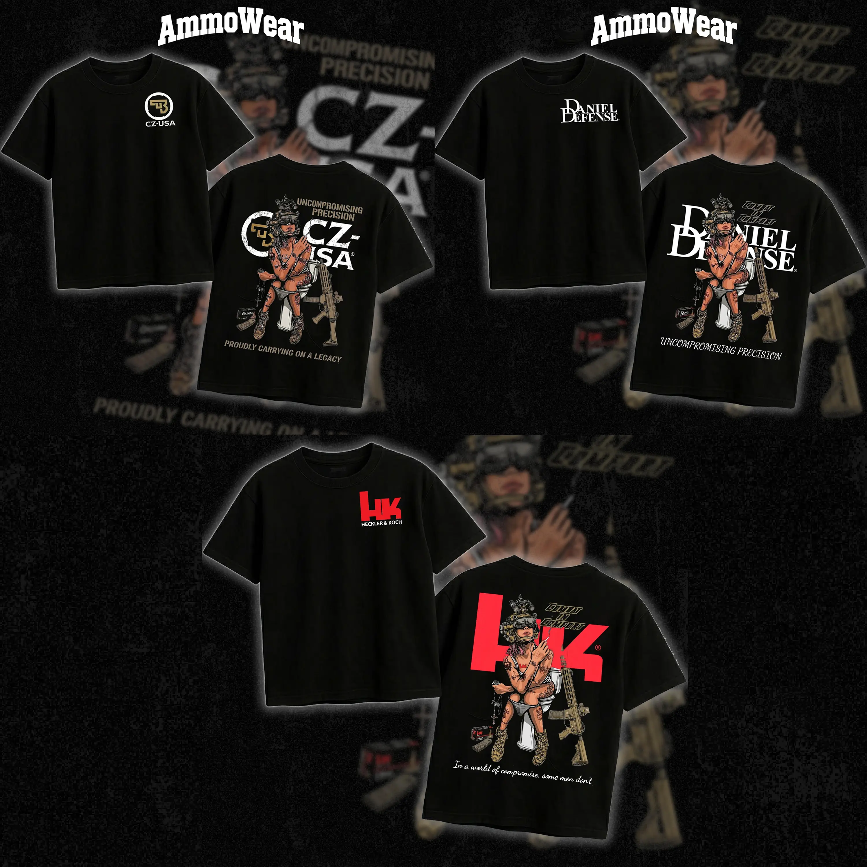 Heckler & Koch Combat in Comfort Graphic Tee, Tactical Girl Night Vision Goggles T-Shirt, In A World Of Compromise Top, Edgy Streetwear Gun Enthusiast Apparel, Casual Black Short Sleeve Shirt, Humorous 2A Mens Fashion Cotton Jeans