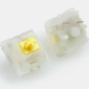 GATERON Milky Yellow Pro Keyboard Switches, KS-3X1 Linear RGB LED Pre Lubed 5 Pins Key Switches for MX Mechanical gaming Keyboard