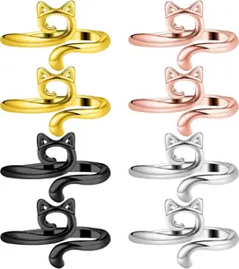 8 count Knitting Crochet Tension Ring for Finger Adjustable Crochet Rings Metal Open Yarn Ring Thimbles Holders Accessories for Crocheting Women Mother Grandma Gifts (Black, , , K )