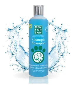 Menforsan Odor Eliminator Vegan Dog Shampoo - Talcum Fragrance Formula with Collagen for Healthy Coat - Neutral pH & Mild Surfactants - Blue Color
