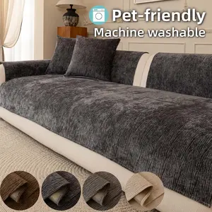 Pet-Friendly Chenille Sofa Cover, Sofa Slipcover, Non-Slip Machine Washable Couch Seat Protector, Soft Solid Color Sofa Seat Mat, Anti-Scratch Furniture Cover for Dogs & Cats, Modern Sofa Cushion for Sectional, Loveseat & 3-Seater Living Room Decor.