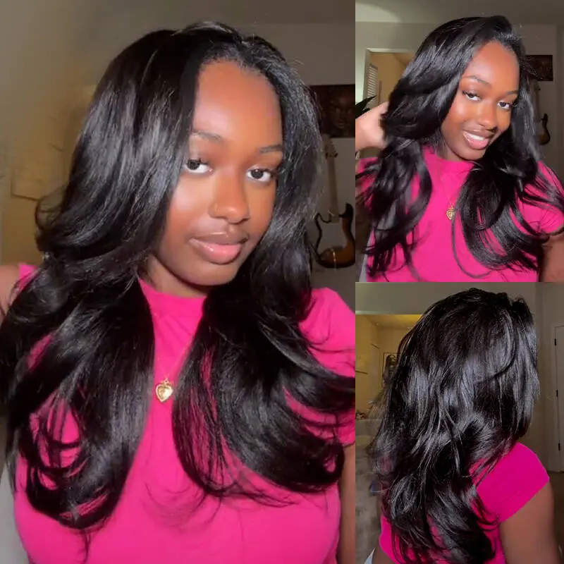 [WEAR GO HALF WIG] ISEE New In Pre-Styled Layered Cut Yaki Straight & Kinky Straight Half Wig InvisiFit Strap Flip Over Wig #TikTokShopSpringGlowUp,summerwins